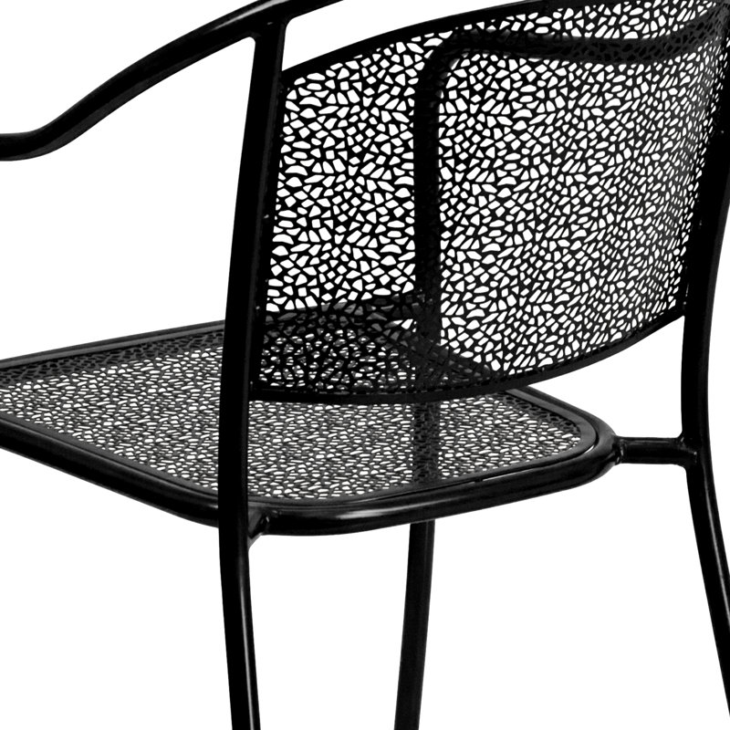Fauteuil de patio intérieur / extérieur en acier à dossier rond Oia, Noir
