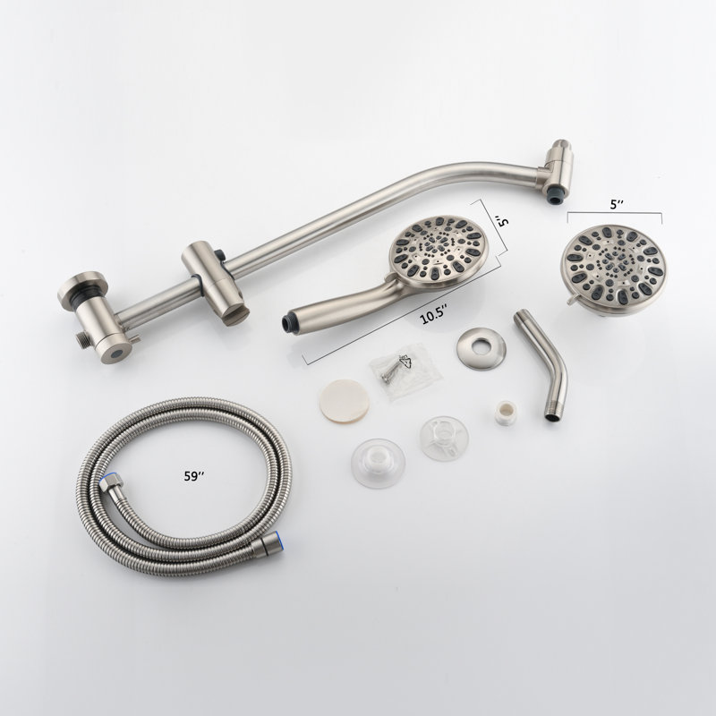 Pomme de douche double multifonction, Nickel brossé