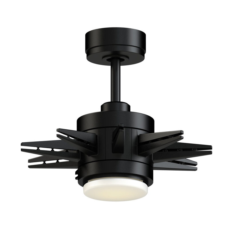 Odyn Indoor/Outdoor Custom Ceiling Fan DC Motor- Black with LED Light Kit, Black