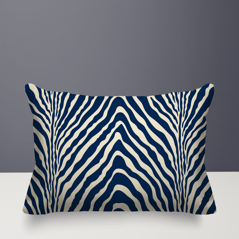 Oreiller rectangulaire réversible intérieur / extérieur Gilda, Rectangle H 14 po x l 20 po, Bleu