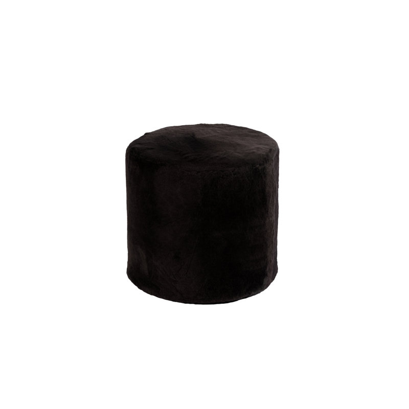  Furniture Tall Ottoman Shearling Round Black, Black