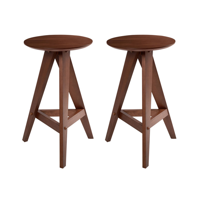 Set of 2 Wooden Bar Stools AROMA, Dark Brown
