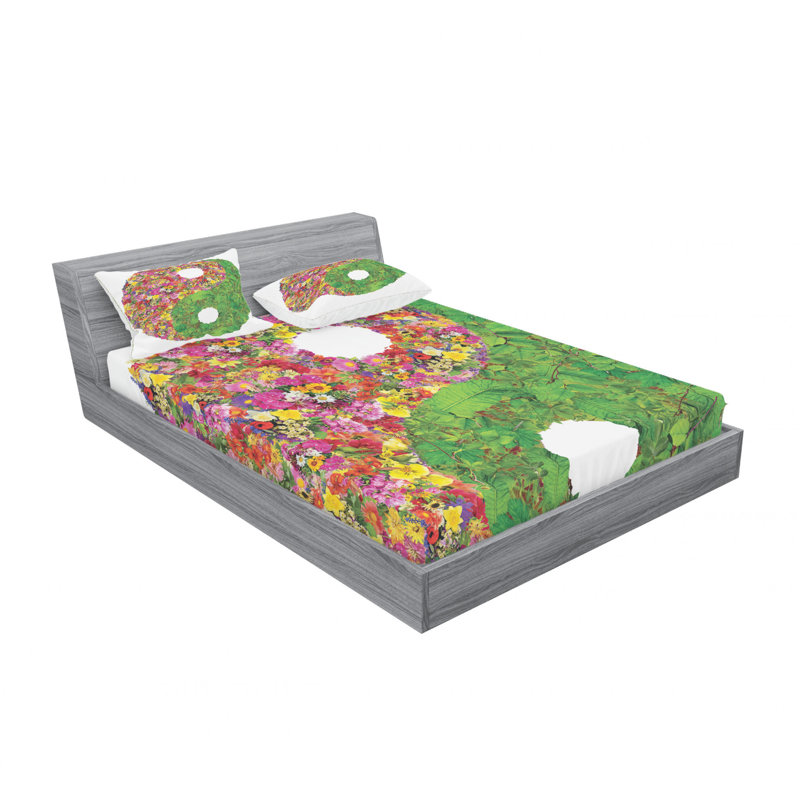 Microfiber Floral Sheet Set, Queen Sheet Set with Fitted Sheet