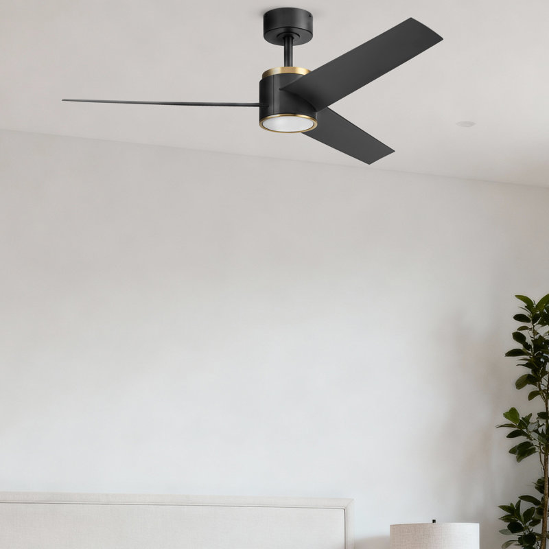 Honeywell Altan 52" Matte Black and Brushed Gold Ceiling Fan with Adjustable LED Light, Matte Black/Brushed Gold, Matte Black