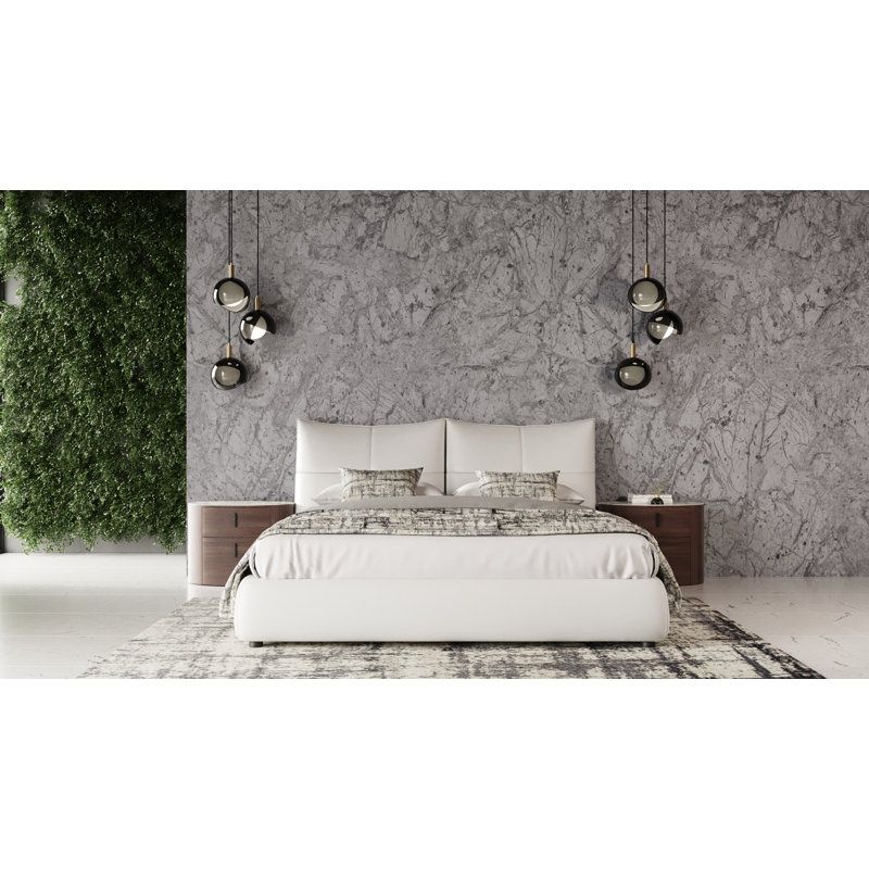 Naimat - Lit en cuir moderne, Grand, Blanc
