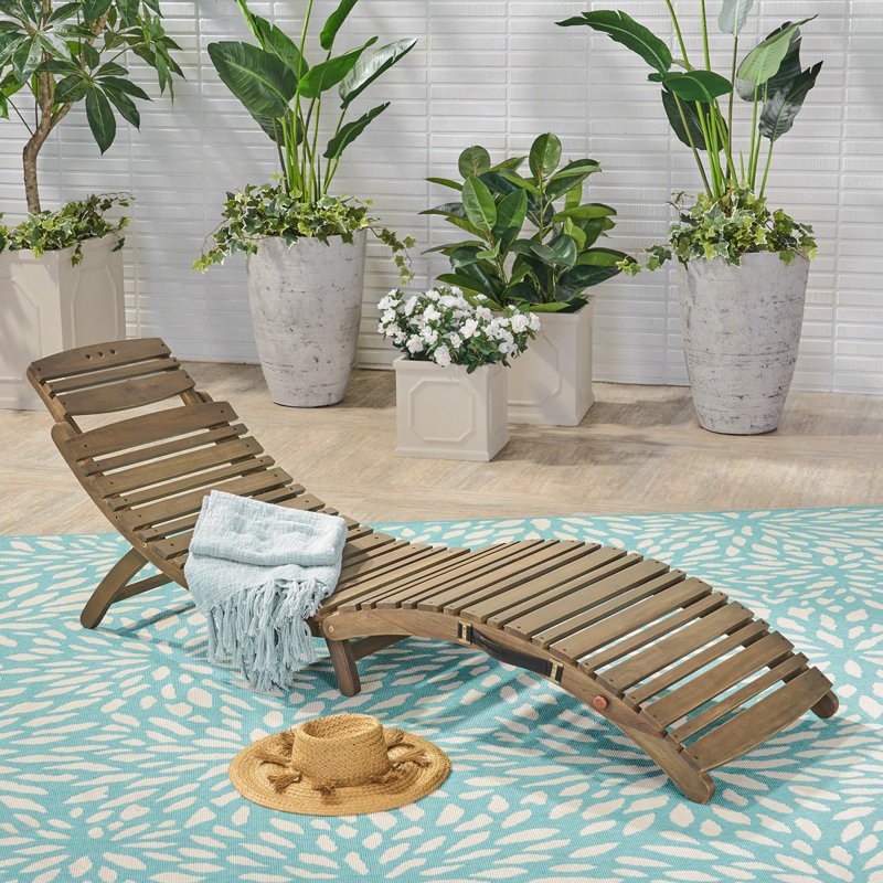 LAHAINA WOOD FOLDABLE CHAISE LOUNGE - GREY