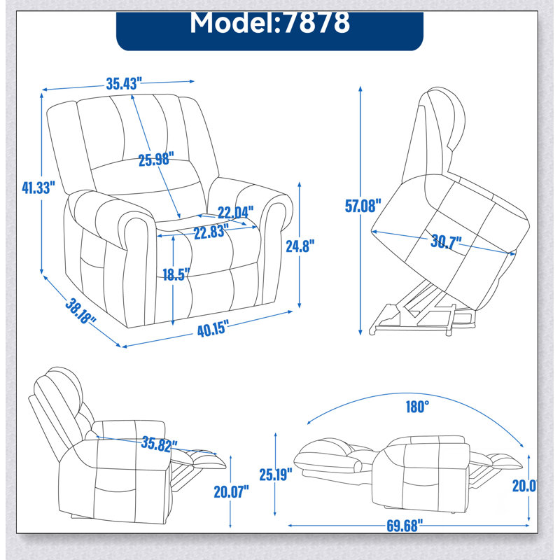Power Lift Recliner Chair Heat Massage Dual Motor Infinite Position Up to 350 LBS, Black Genuine Leather
