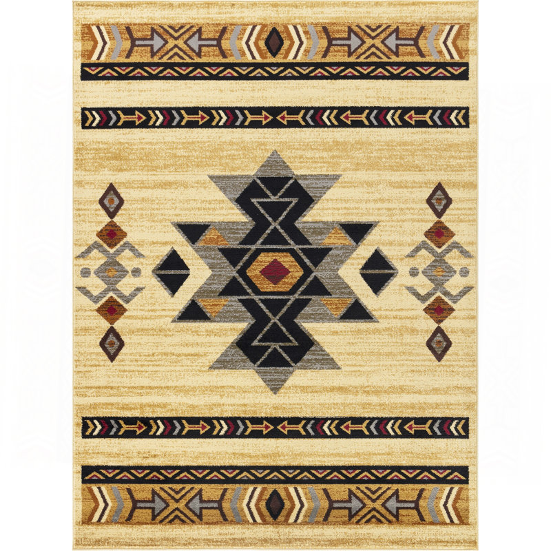 Cream 2 Ft. 7 In. X 7 Ft. 3 In. Southwest Area Rug