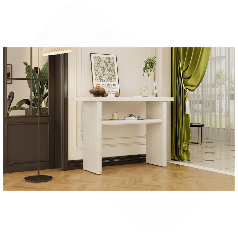 Élégante console minimaliste avec des bords arrondis et une tablette robuste pour l'entrée, le salon (gris délavé)
