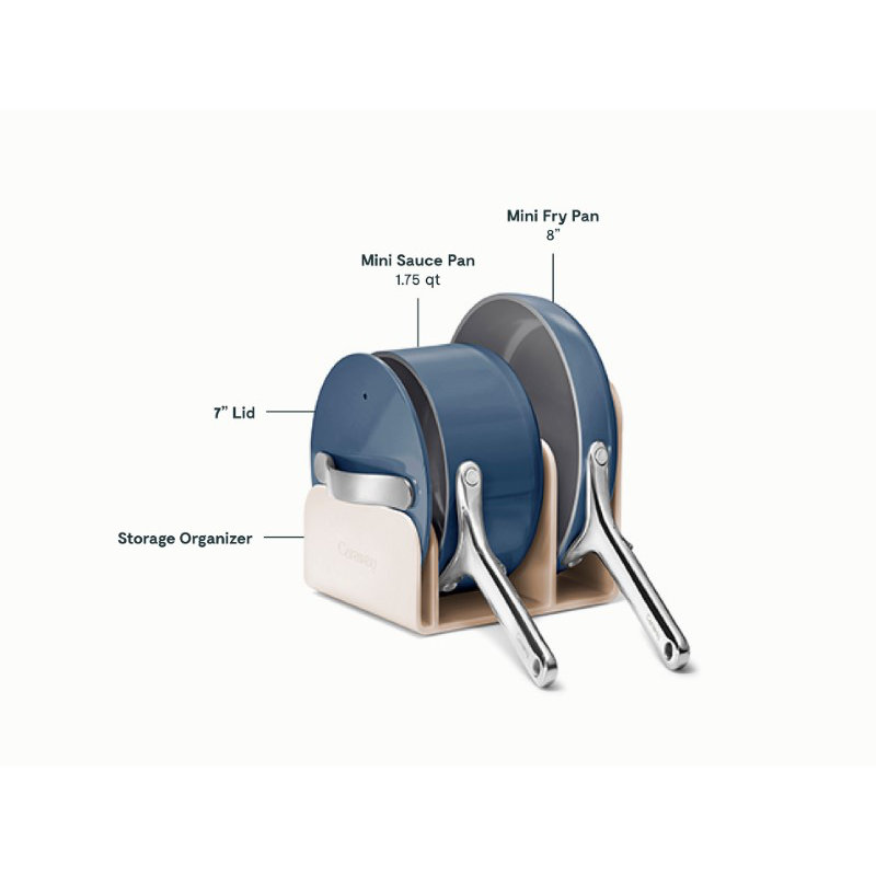 Caraway Nonstick Ceramic Minis Duo Cookware Set - Fry Pan & Saucepan, Navy