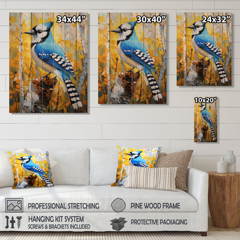 «Bright Feathers I - Bird», art mural en bois, 20" H x 10" W