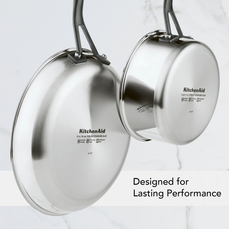 KitchenAid® 5-Ply Clad Stainless Steel Induction Saucepan with Lid, 1.5-Quart
