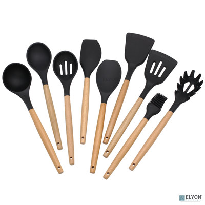 Elyon Tableware 9-Piece Colored Silicone Kitchen Utensil Set