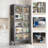 65" Kitchen Pantry Storage Cabinet, 5 Tier Metal Display Storage Cabinet with Transparent Door, Adjustable Shelves & Wheels, Food Pantries Cabinets, for Kitchen, Living Room and Dining Room, Gray