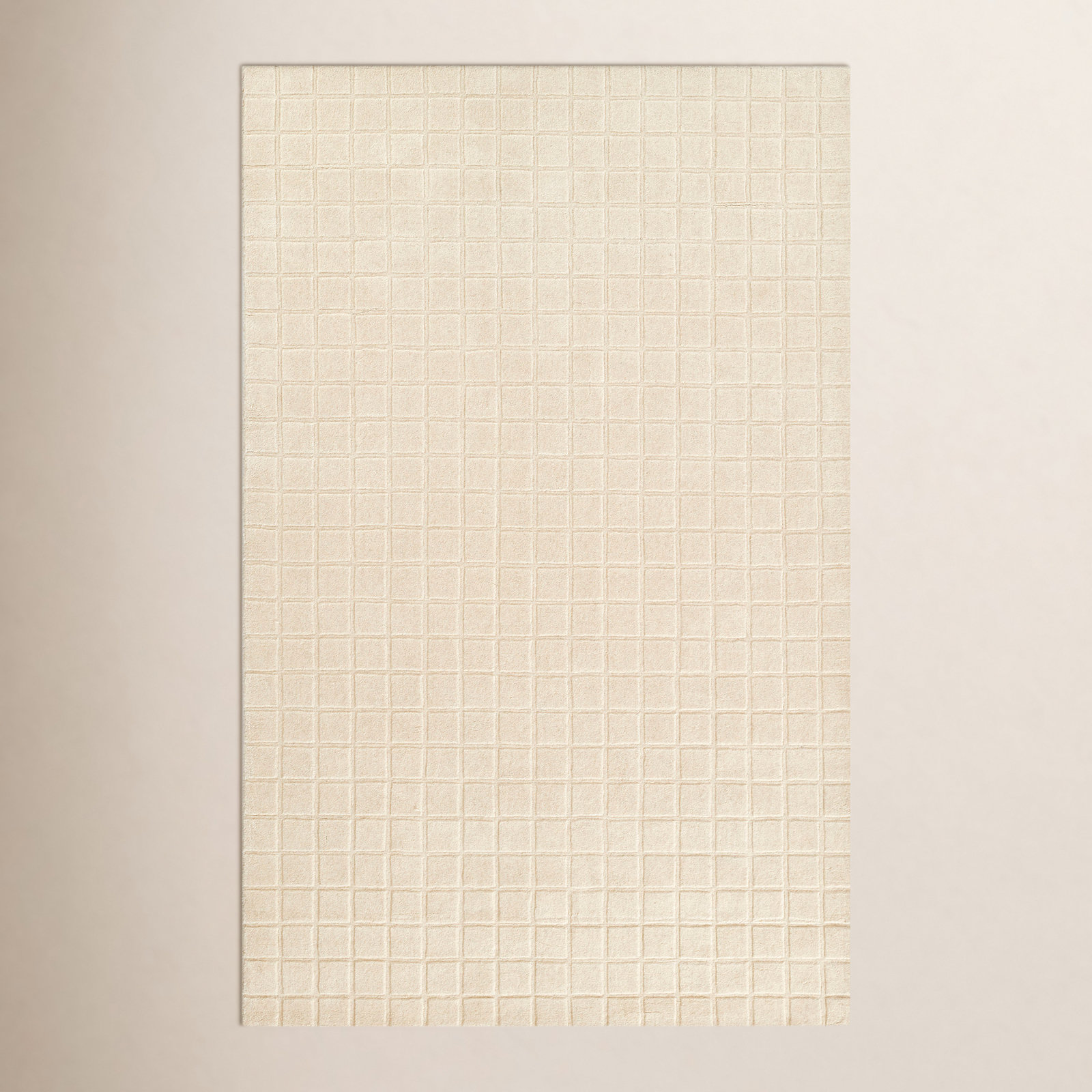 Meile Ivory Hand-Loomed Geometric Wool Rug, Rectangle 5' x 8'