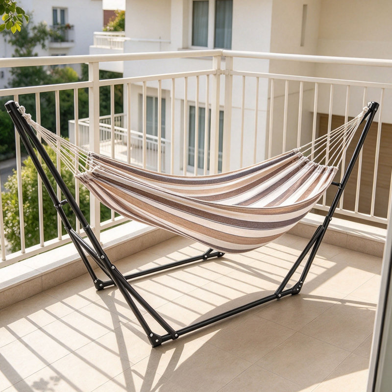 Portable 254 x 75 cm Hammock with Stand for Outside or Inside, No Tree Required