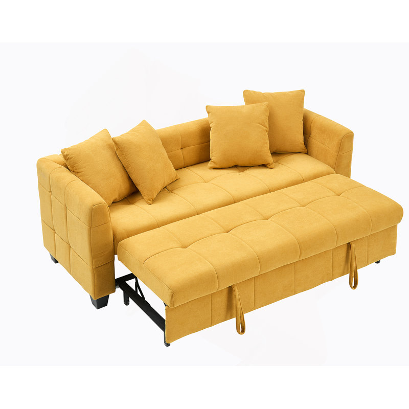 Canapé-lit pliant polyvalent à trois places avec matériaux de qualité supérieure pour le confort de la maison, Jaune