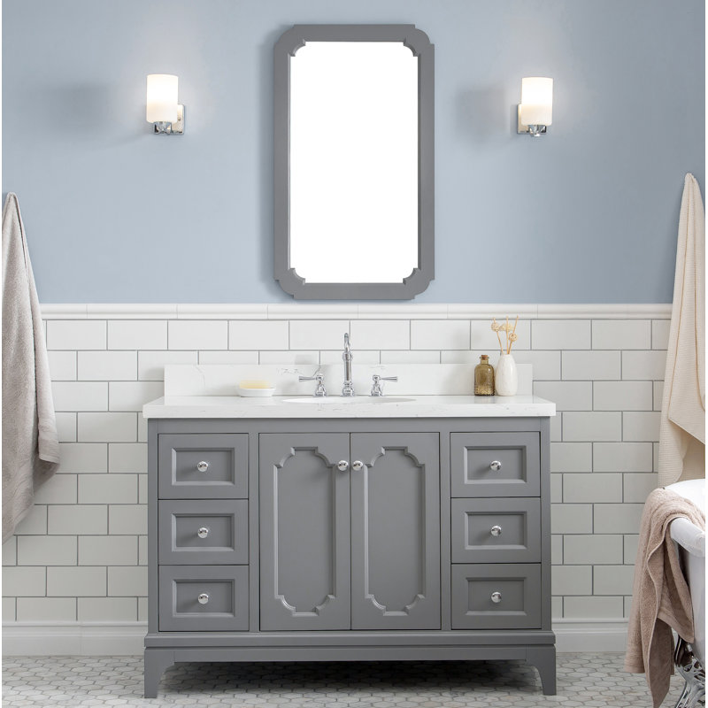 Darreyl 48" W x 22" D x 35" H Single Bathroom Vanity Set, Hook, Pure White