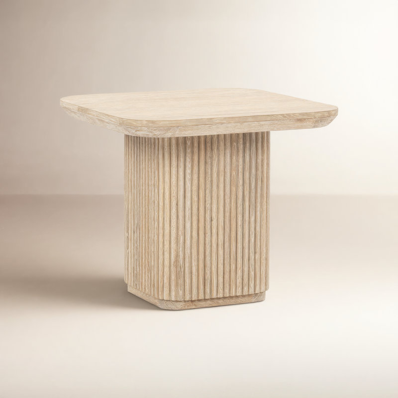 Table de bout carrée en bois massif Vander, Cream Washed