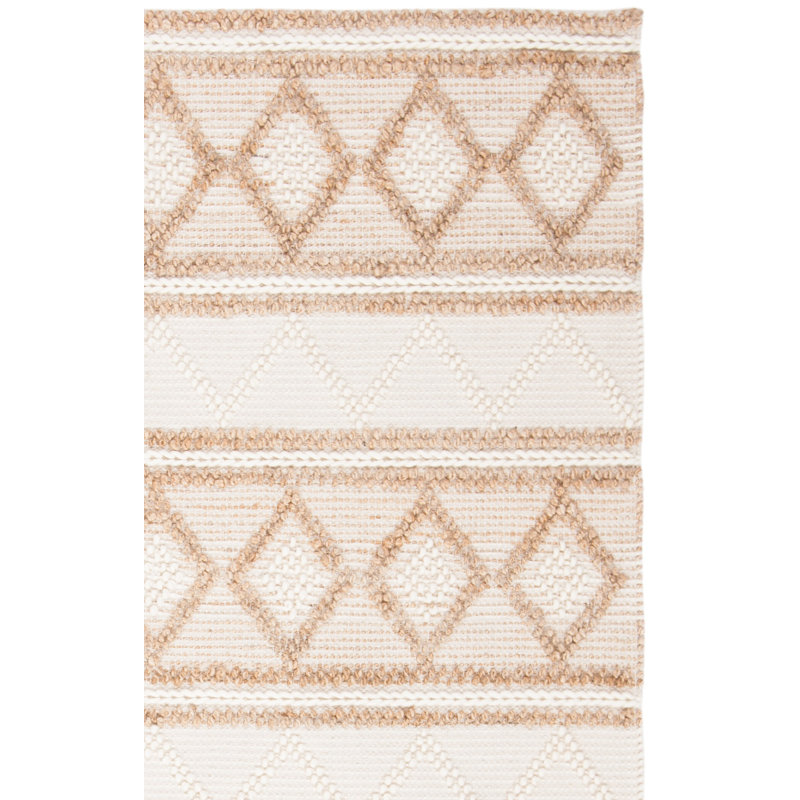 Felipe Natural Fiber Flat Weave Jute/Wool/Cotton Geometric Rug in Beige/Ivory, Rectangle 8' x 10'
