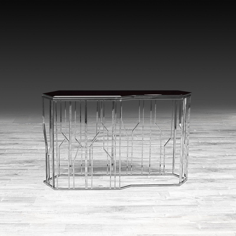 Glass Top Console Table, 31.5" H x 55" W x 17" D, Silver