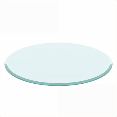 Plateau de table basse rond en verre trempé de 24 po, bord biseauté épais de 1/2 po, facile à nettoyer pour le salon