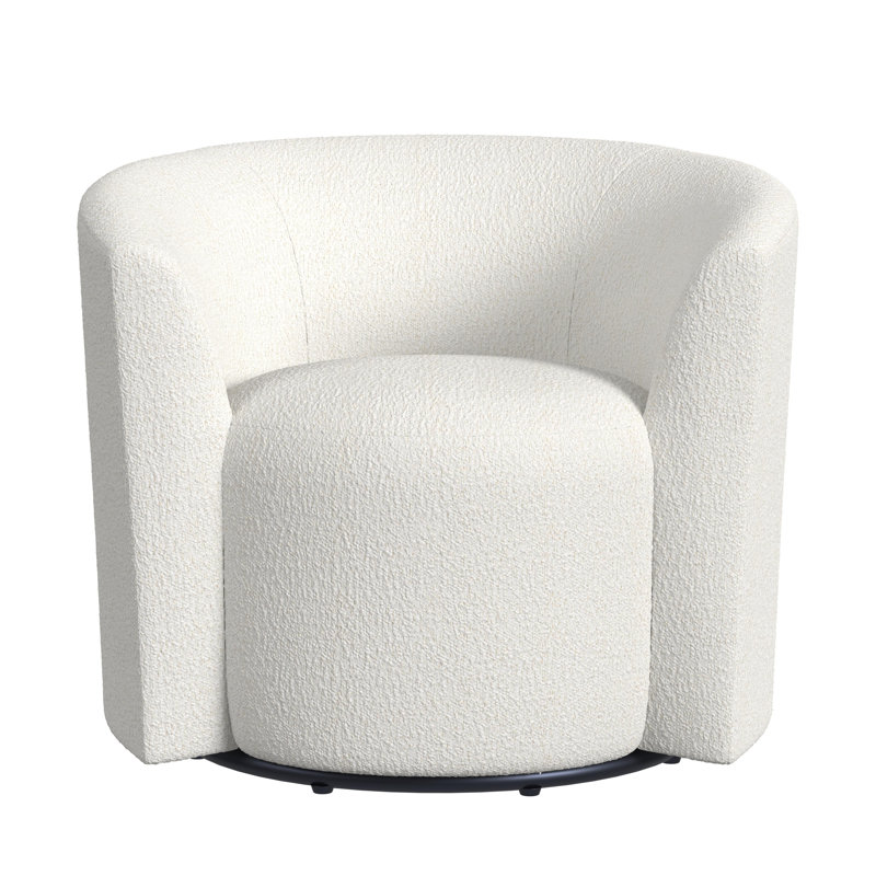 Markco 32'' Wide Swivel Barrel Chair, Cream Boucle