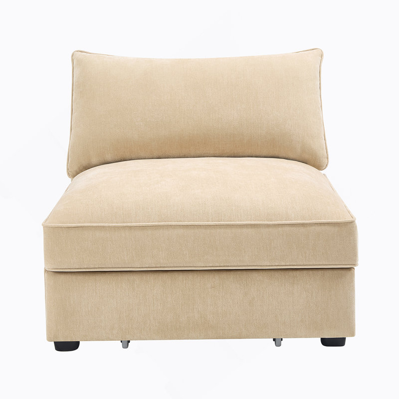 Armless Sofa Velvet - Wheat