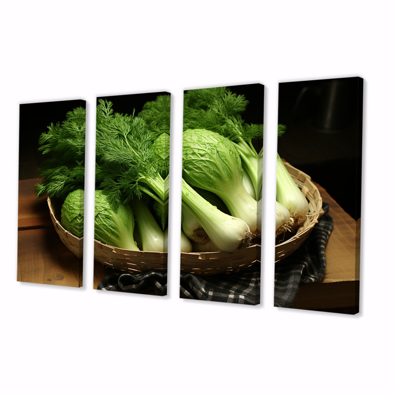 «Kitchen Fennel Herbs Fantasy V», ensemble d'art mural 4 pièces, H 28 po x l 48 po