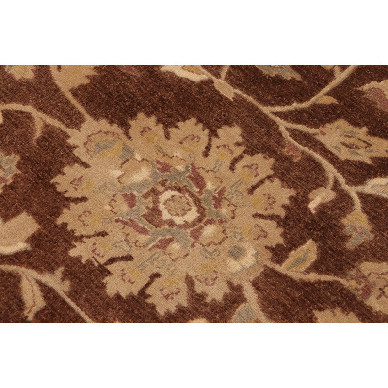 Tapis brun / marron en laine noué à la main de style oriental rectangulaire 9 pi 2 po x 11 pi 5 po Baftjar