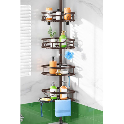 Barre de tension pour panier de douche, organisateur de rangement de salle de bain réglable