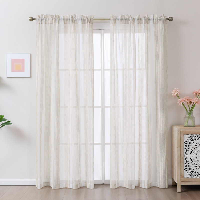 Paire de rideaux transparents avec passe-tringle Farmhouse, Taupe, L 52 po x H 96 po