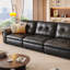 Black Genuine Leather Standard Sofa cushion Loveseat-725807447-725807432