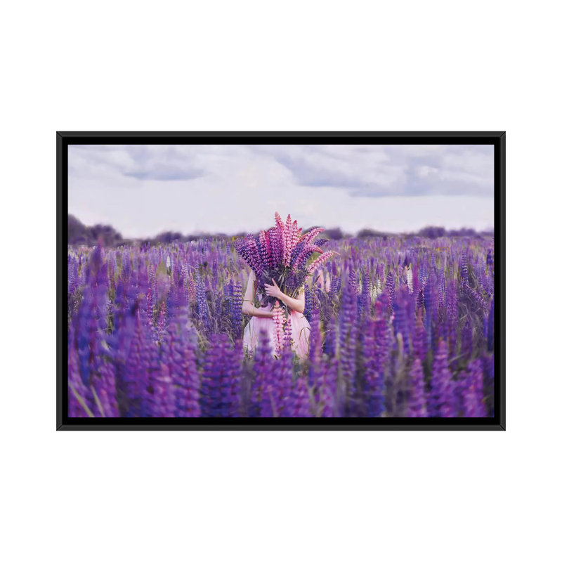 "Lupin Field" par Hobopeeba-impression, H 18 po x l 26 po x P 1,5 po, Pas de tapis, Toile avec cadre noir