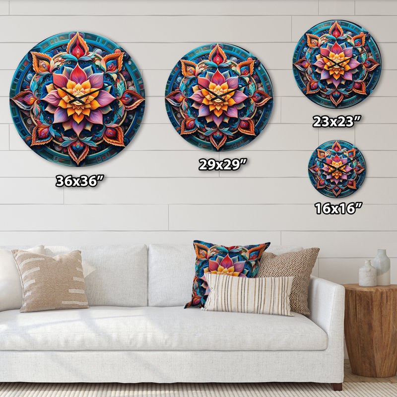 Horloge murale antique en métal Mandala, Moyenne