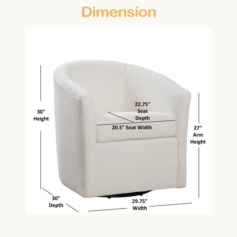 Fauteuil d'appoint pivotant en tissu performant, Ivoire ivoire