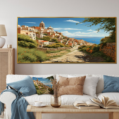Village italien près de la côte I - Italie, art mural paysage