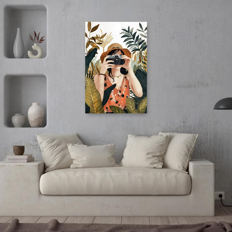 Jungle Photography Woman Vintage Abstract Nature Plant Wall Art Print 1 Piece Wrapped Canvas Wall Art, 91.44cm H x 60.96cm W