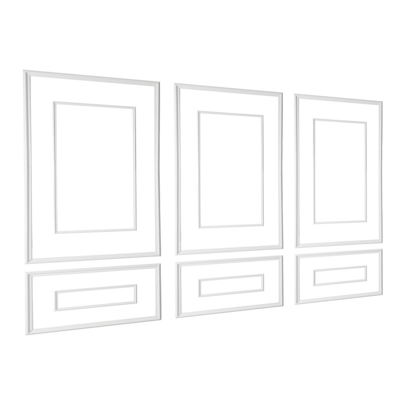 Ensemble de 3 panneaux de lambris muraux, profilé large et étroit à deux lignes, polystyrène léger à peindre, garniture murale facile à installer pour le salon, la chambre à coucher, blanc