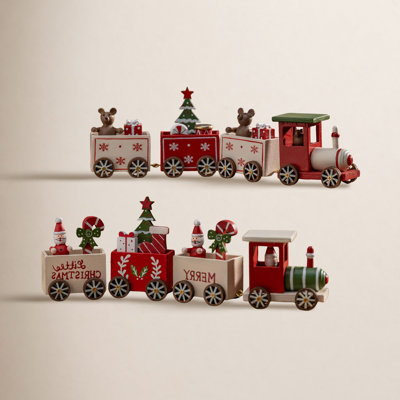 2-Piece Wooden Train Holiday Accent Set