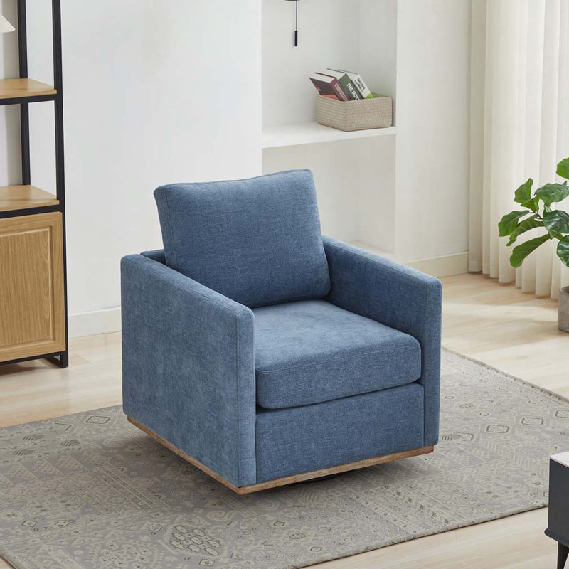 Fauteuil d'appoint pivotant carré l 30,7 po, Bleu