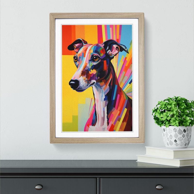 Greyhound Hard Edge Painting - Framed Print