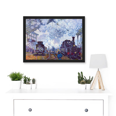Monet St Lazare Station Train Arriving - Single Picture Frame Painting