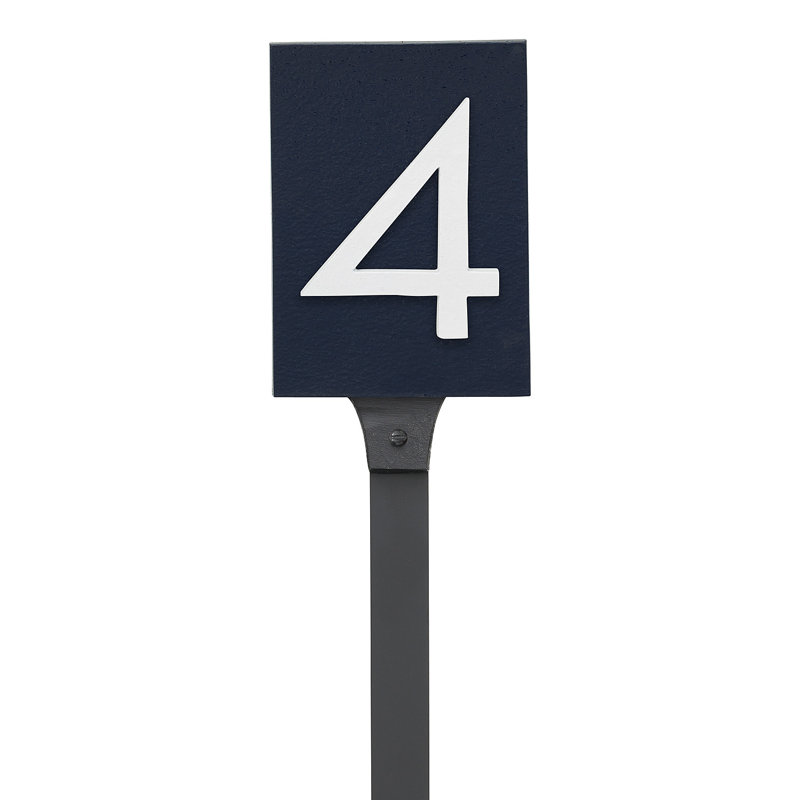 Enseigne d’adresse flottante sur 1 ligne, Bleu marine, Nickel satiné deux tons, Oui