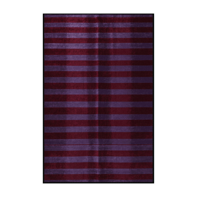 Tapis rouge à rayures horizontales lavable à la machine, Rectangulaire 2 pi x 3 pi