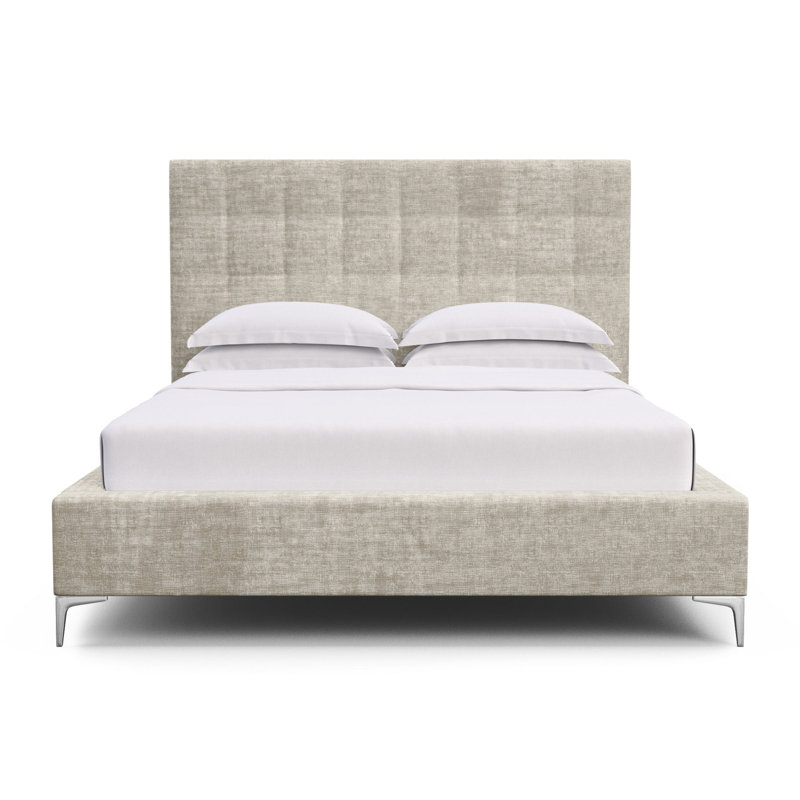 Bryant Upholstered Bed, Ebony, Queen, Crushed Velvet Oyster