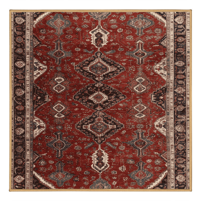 Tapis brun lavable à la machine, Carré 3 pi