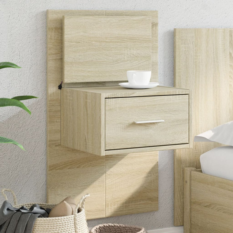 Cheriece 48.5cm W Manufactured Wood Bedside Table, Sonoma Oak