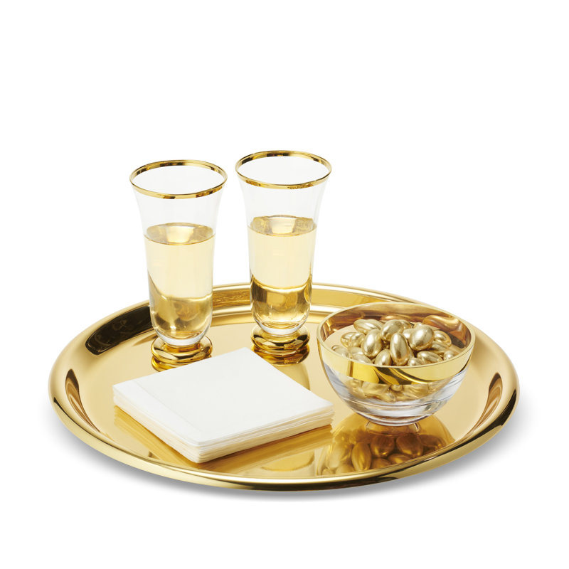 Gold Oval Metal Decorative Serving Tray