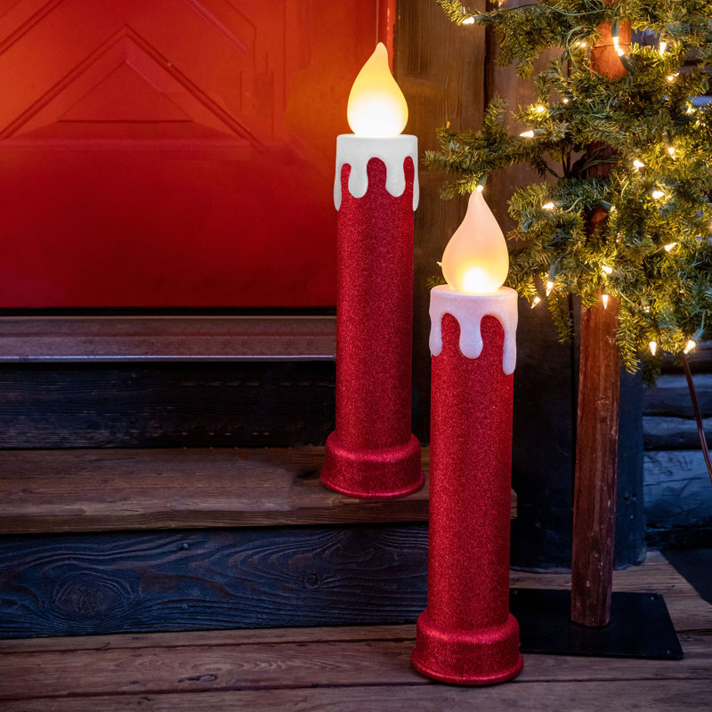 Outdoor 24" Blow Mold Candles, Red